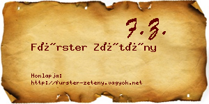 Fürster Zétény névjegykártya